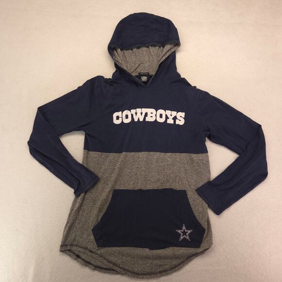 NFL Dallas Cowboys Long Sleeve Outdoor Hoodie Mens Size Medium M Navy Gray - Picture 2 of 8